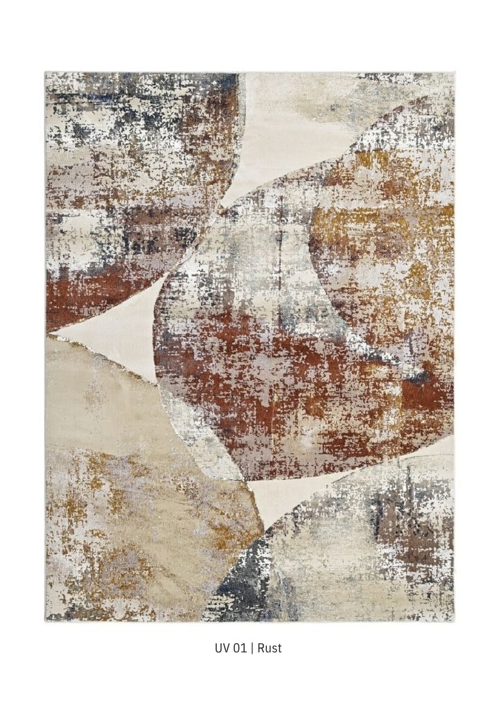 Rust Powerloom Carpet – Modern Abstract Area Rug, 100% Polyester Pile, 10mm Thickness, Contemporary Living Room & Bedroom Carpet