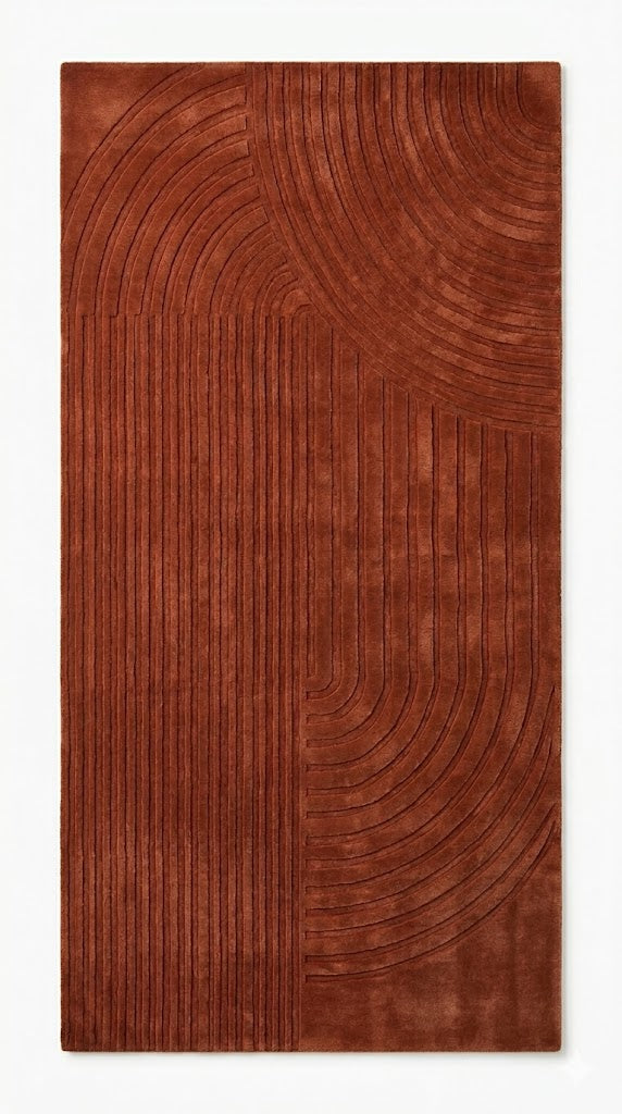 URW Collection Hand-Tufted New Zealand Wool Rug – Terracotta Abstract Design