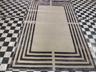 Modern Hand Tufted Wool & Viscose Carpet – Rectangular Area Rug