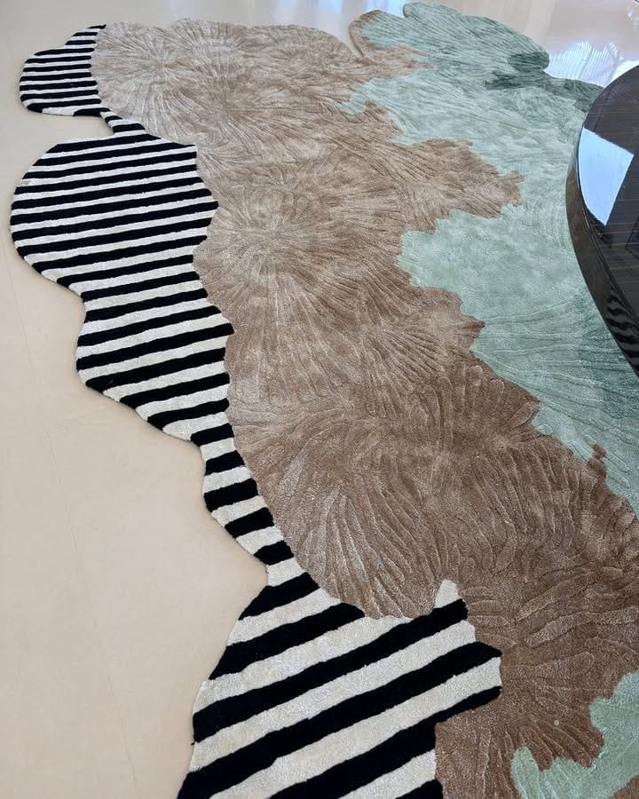Hand Tufted Wool Rug – Modern Irregular Shape Aesthetic Carpet - Image 3